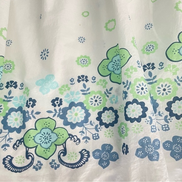 Floral White Blue Cotton Skirt Size Large - Picture 7 of 8